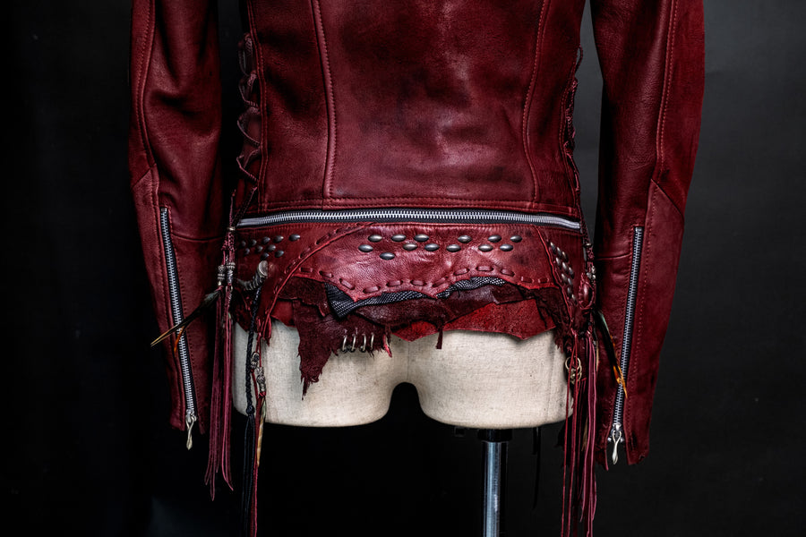 Cross Zip Red w/ White Fox Fur